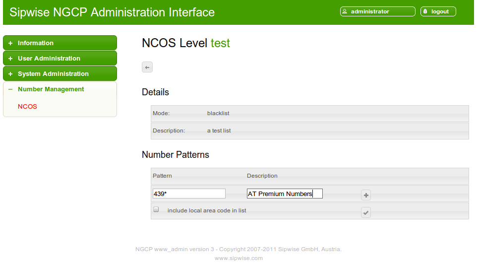 Enter NCOS Entry View