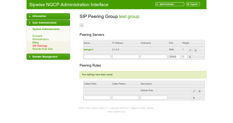 Fully Configured Peering Server