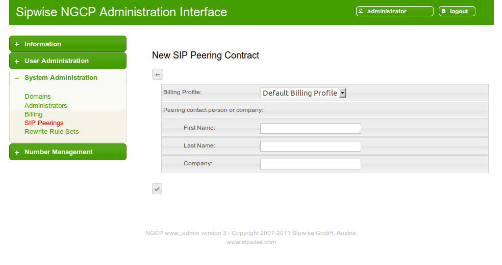 Create New Peering Contract