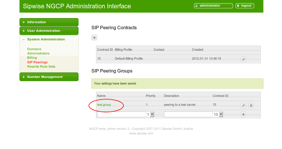 Overview Over All Peering Groups