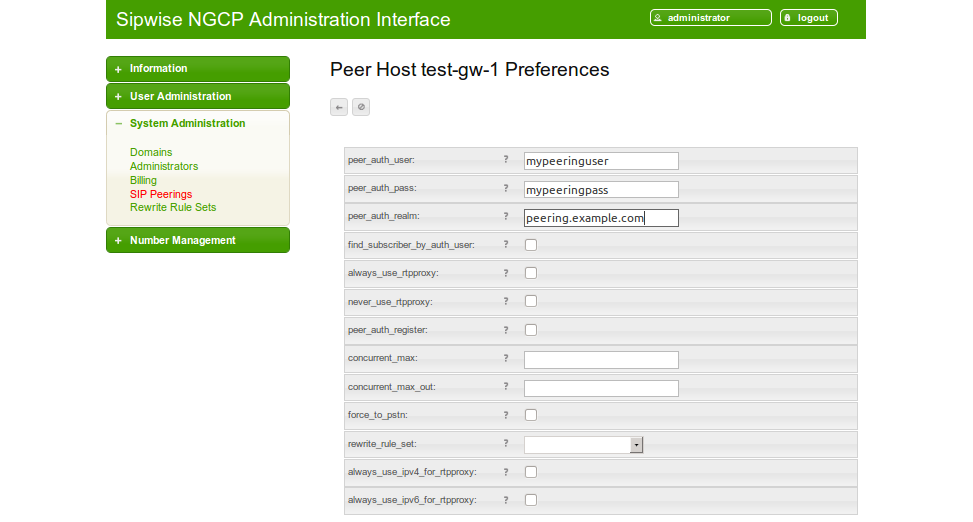 Set Authentication Credentials For Peer