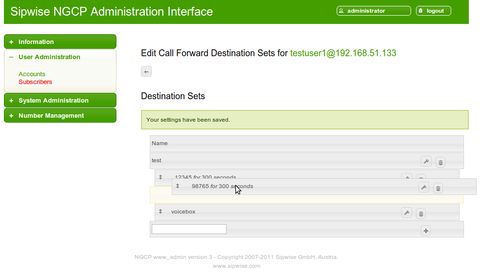 Reorder Call Forward Destinations