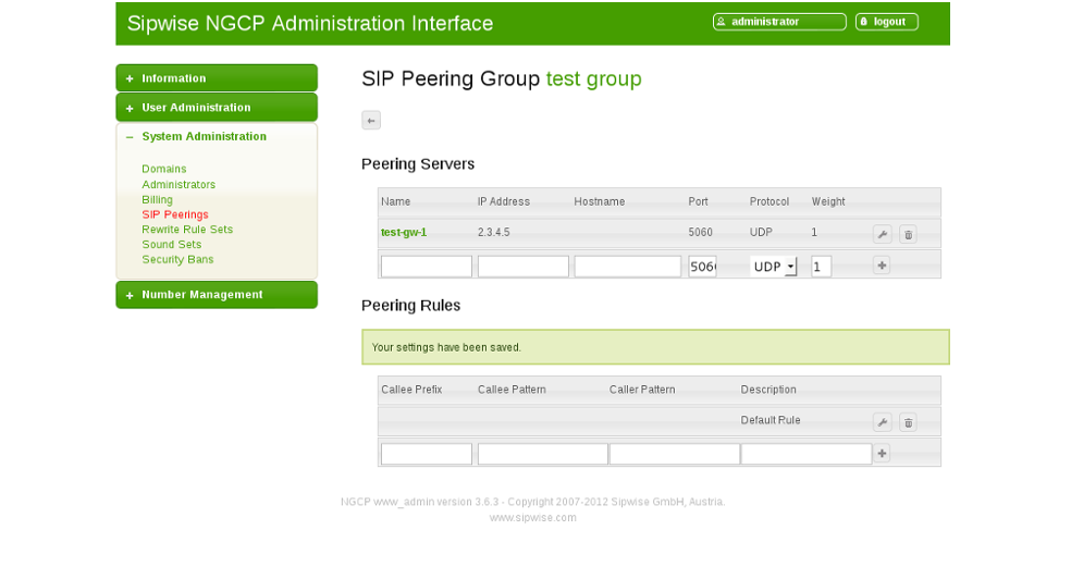 Fully Configured Peering Server