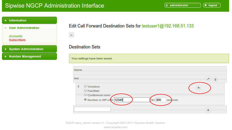 Create New Call Forward Destination