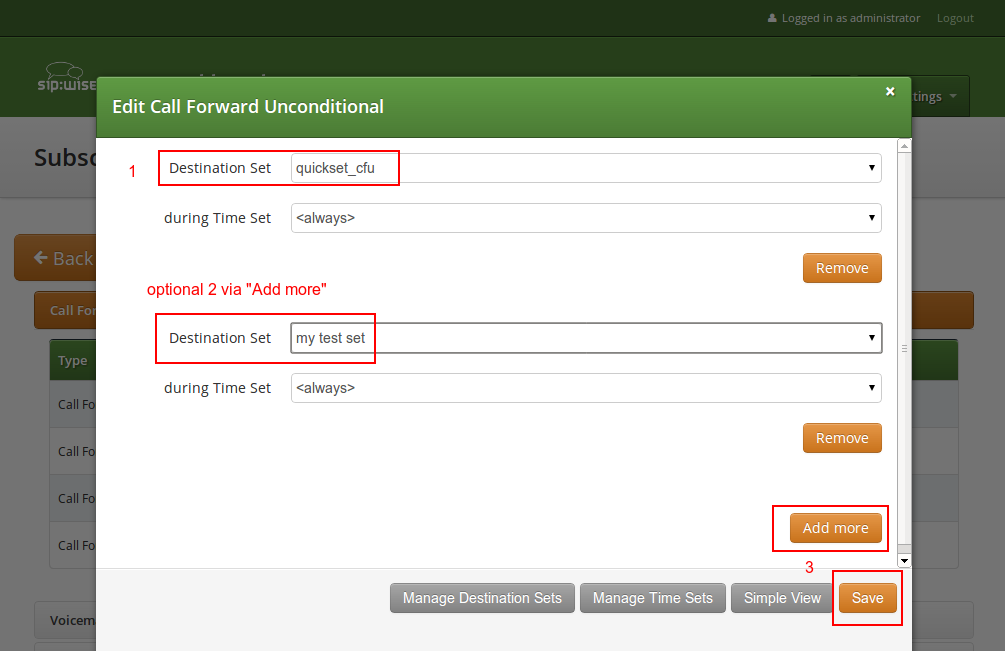 Assign CF Destination Sets