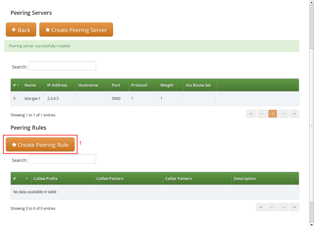 Create Peering Rule