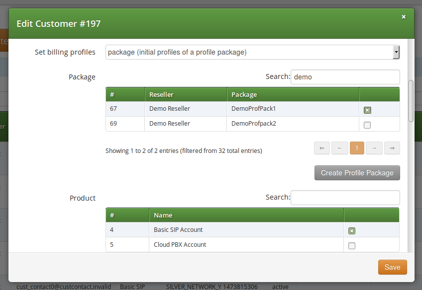 Assigning Profile Package to Customer