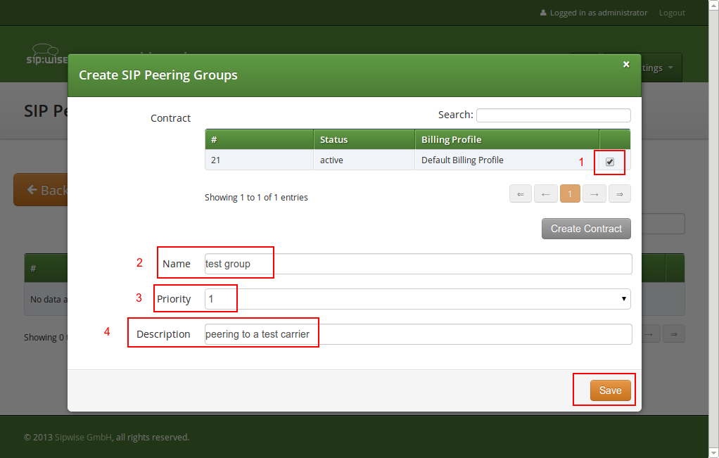 Create New Peering Group