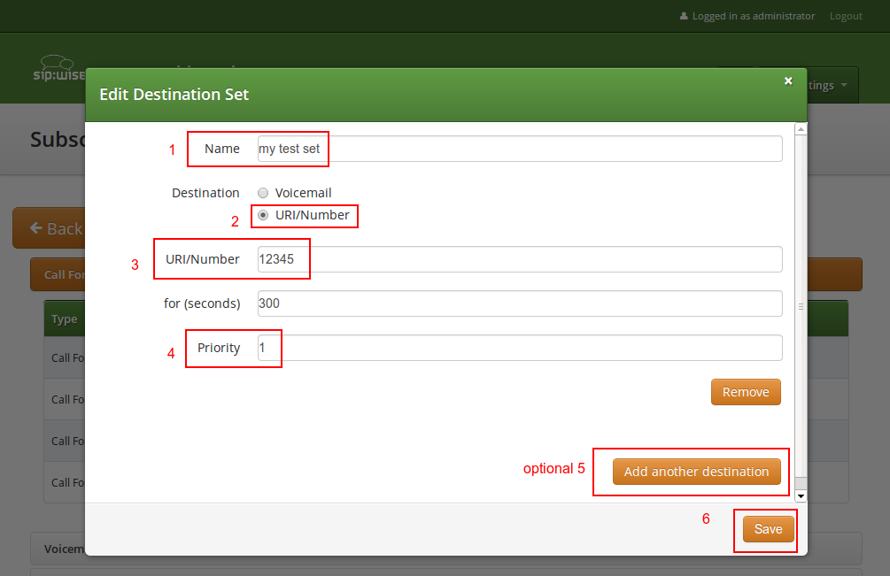 Create CF Destination Set