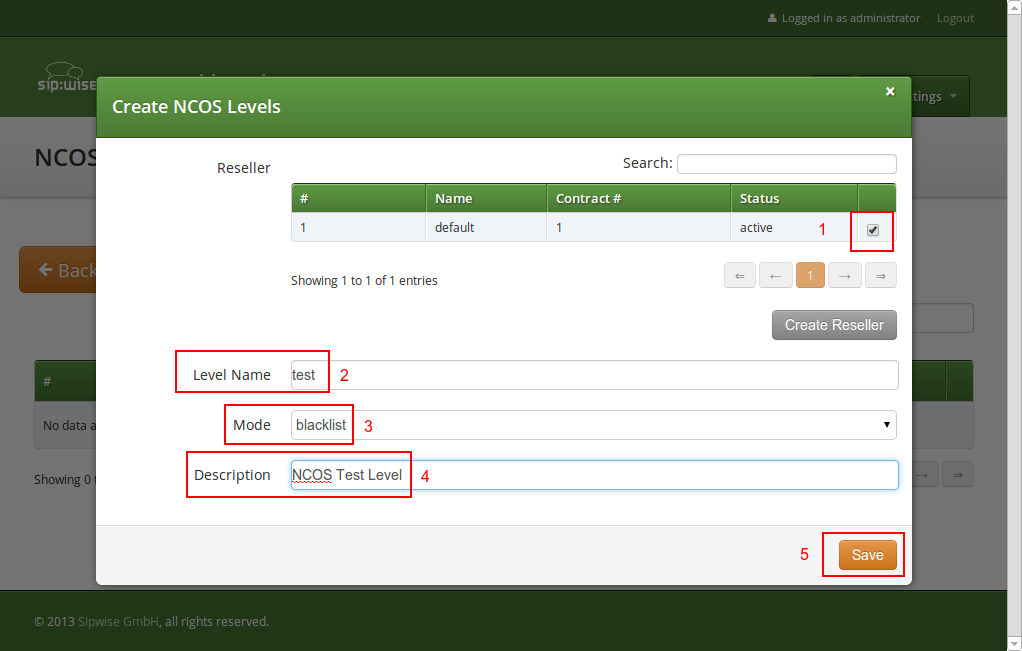 Create NCOS Levels