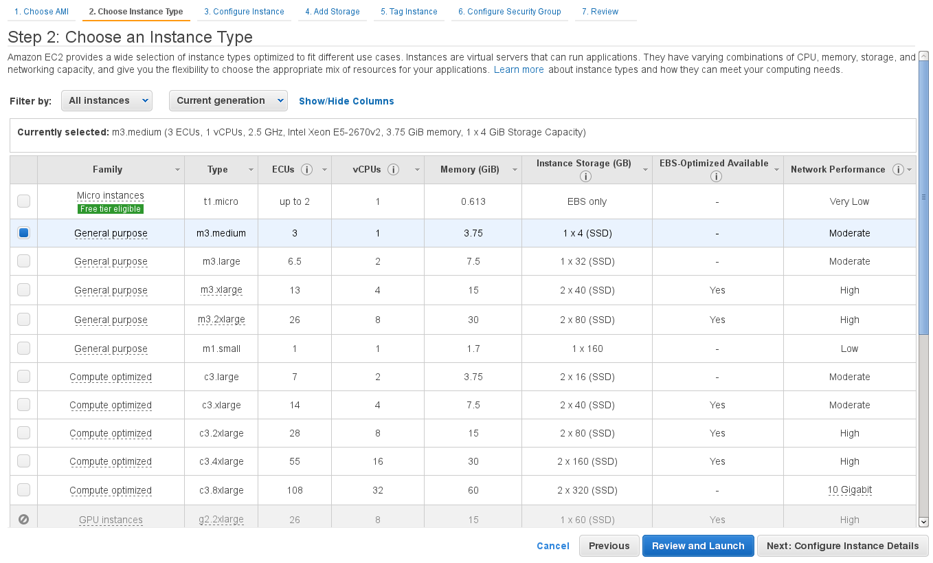 Choose Amazon EC2 instance