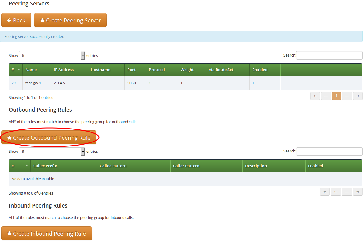 Create Outbound Peering Rule