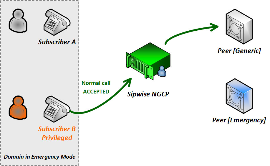 Call-flow in Emergency Mode 6. (Priv To Peer)