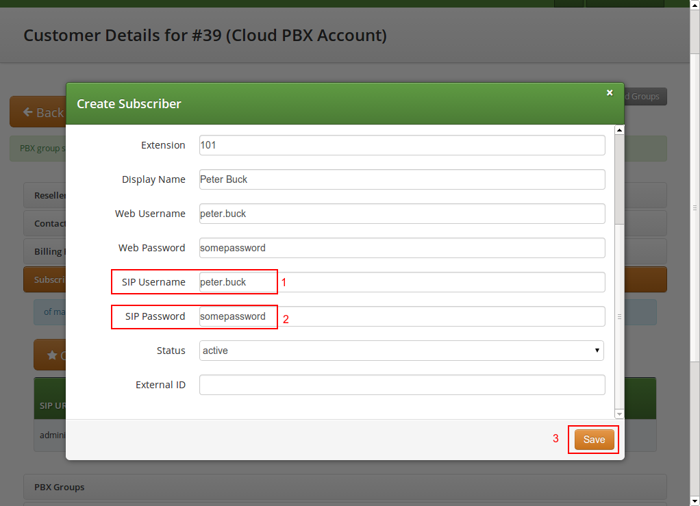 Finish PBX Subscriber Creation Part 2