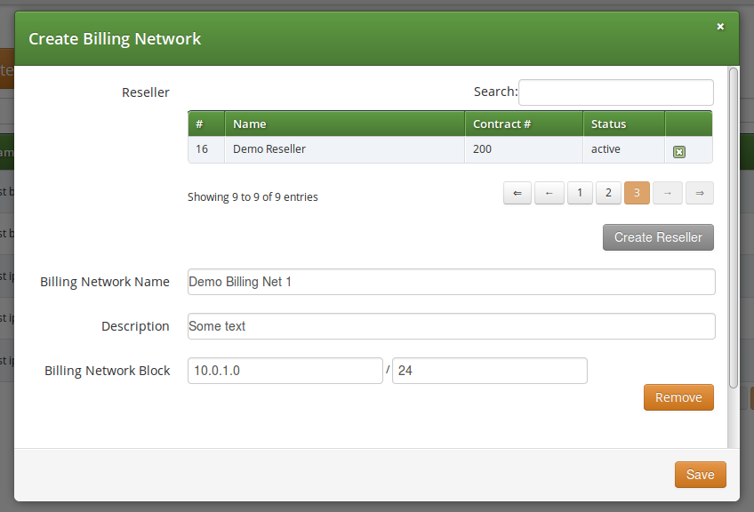 Creation of Billing Network