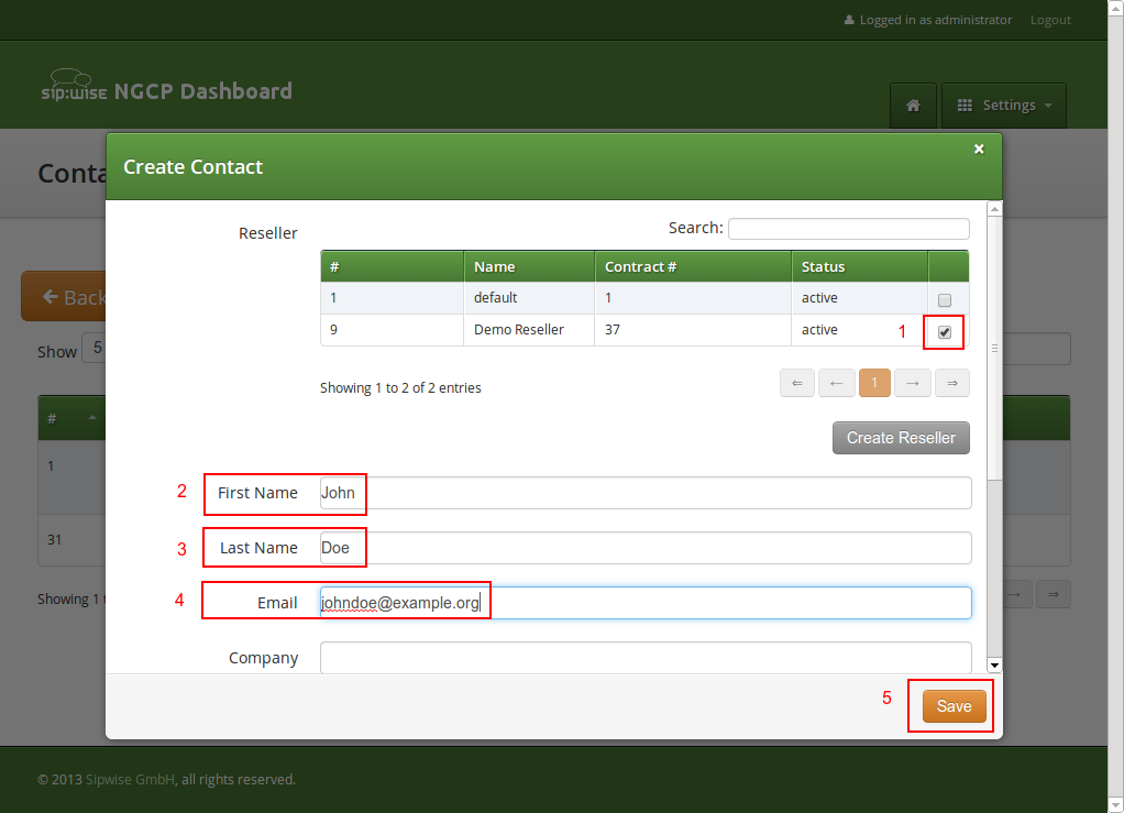 Create PBX Customer Contact