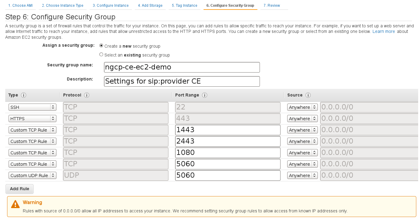 Configure Security Group