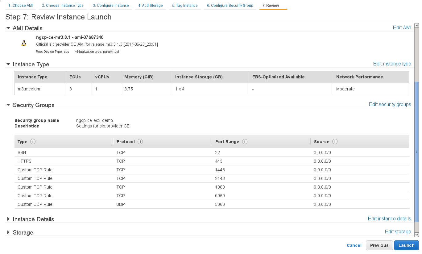 Launch Amazon EC2 instance with Sipwise C5