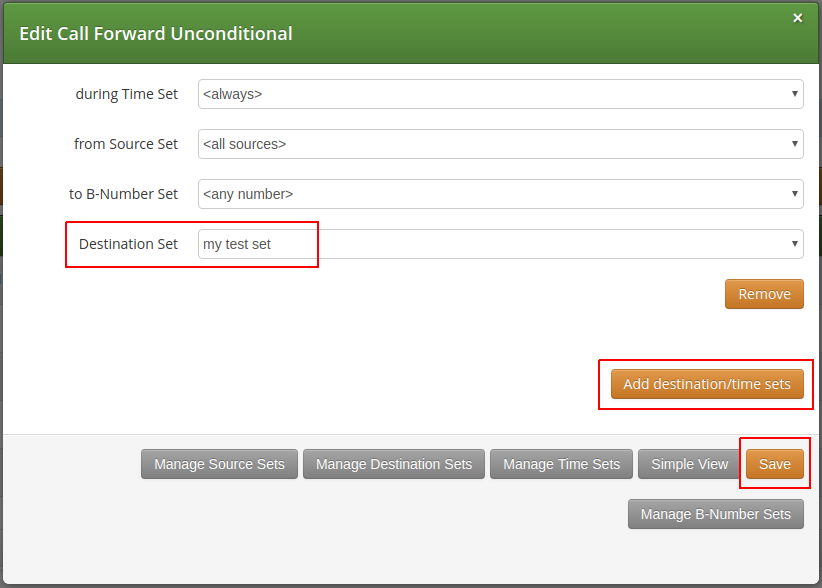 Assign CF Destination Sets