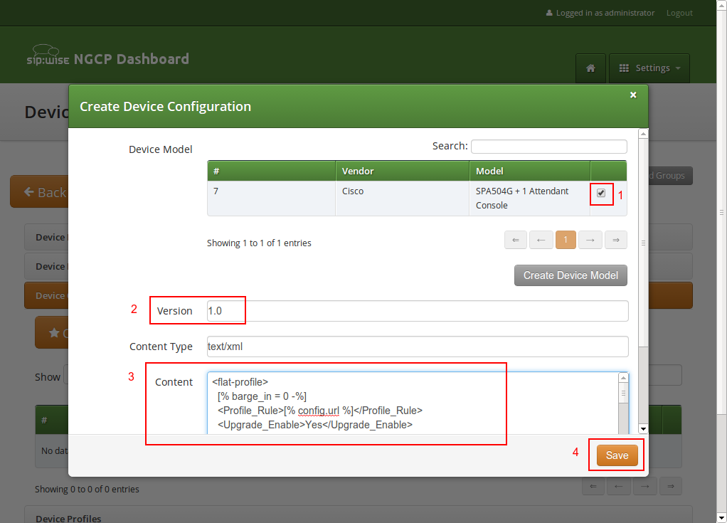 Upload Device Configuration