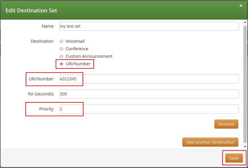 Create CF Destination Set