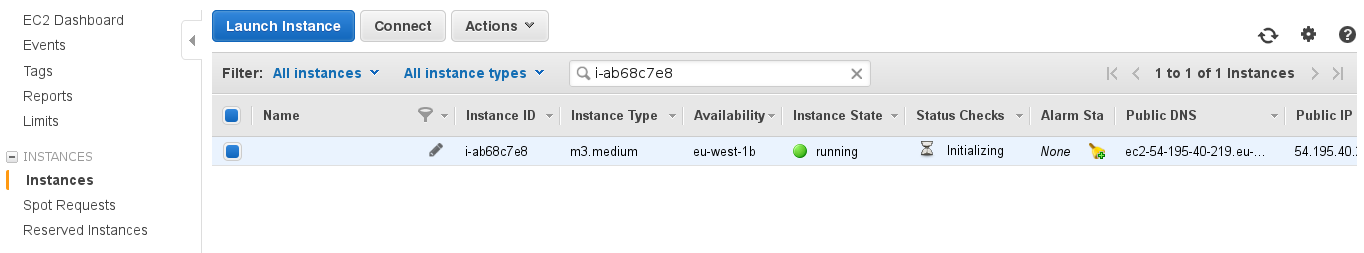 Running Amazon EC2 instance