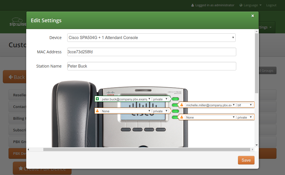 Configuring a PBX Device