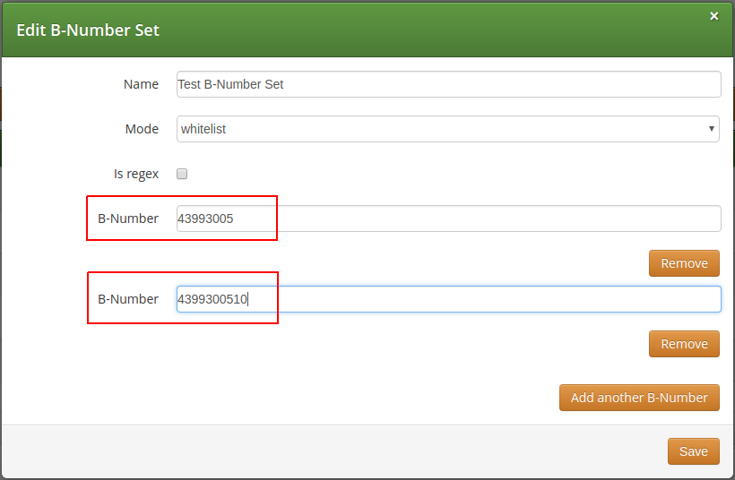 Creating a Call Forward B-Number Set