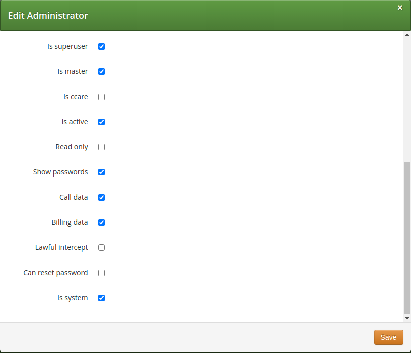 Access Rights of System Administrators