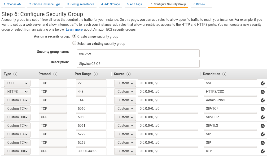 Configure Security Group