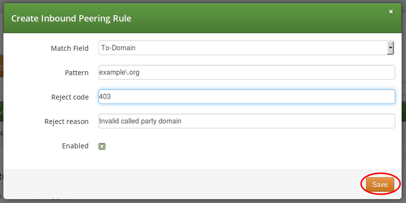 Inbound Peering Rule Properties